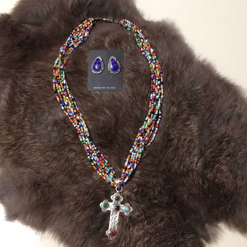 3 Piece-Inlaid Necklace/Earrings Set